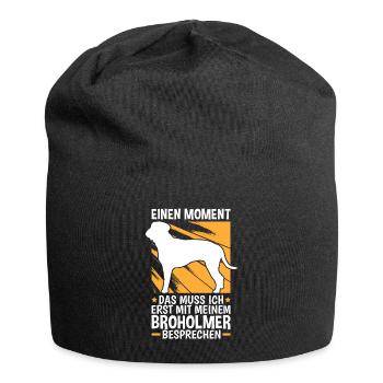 Mit meinem Broholmer besprechen Dänische Dogge - Jersey-Beanie - Schwarz - Vorne