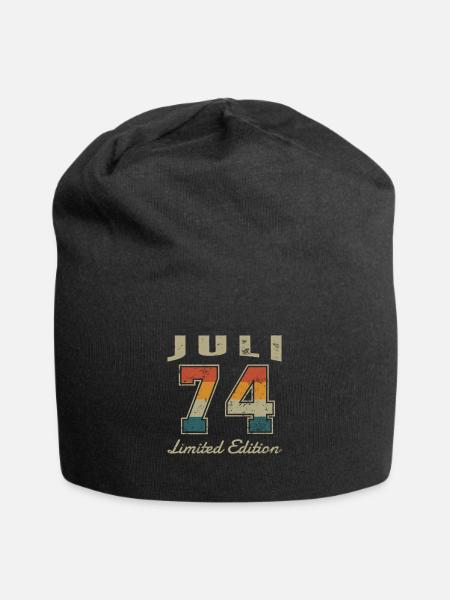 Geburtstag: Juli 1974 - Limited Edition Retro - Jersey-Beanie - Schwarz