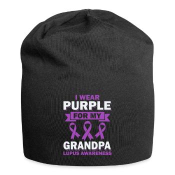 Ich Trage Lila Für Meinen Großvater Lupus - Jersey-Beanie - Schwarz - Vorne