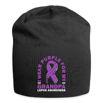 Ich Trage Lila Für Meinen Großvater Lupus - Jersey-Beanie - Schwarz - Vorne