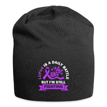 Lupus Ist Ein Täglicher Kampf, Aber Ich Kämpfe - Jersey-Beanie - Schwarz - Vorne