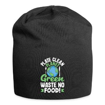 Assiette propre, Planet Green Waste No Food! Conscient - Bonnet en jersey - noir - Devant