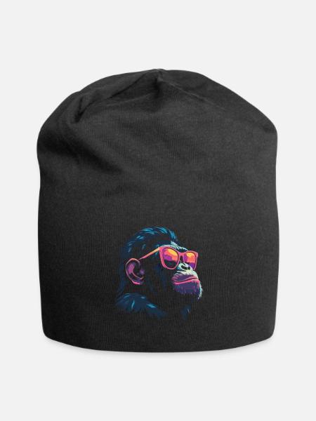 Kühle Schimpanse Sonnenbrille - Jersey-Beanie - Schwarz