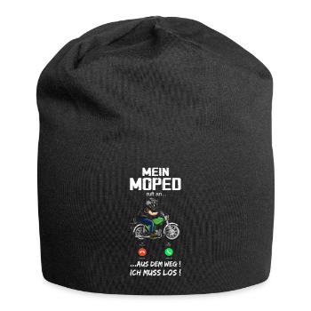 "Mein Moped ruft an" Lustiger Moped Spruch - Jersey-Beanie - Schwarz - Vorne