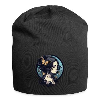 Femme gothique aux papillons orange mystique - Bonnet en jersey - noir - Devant