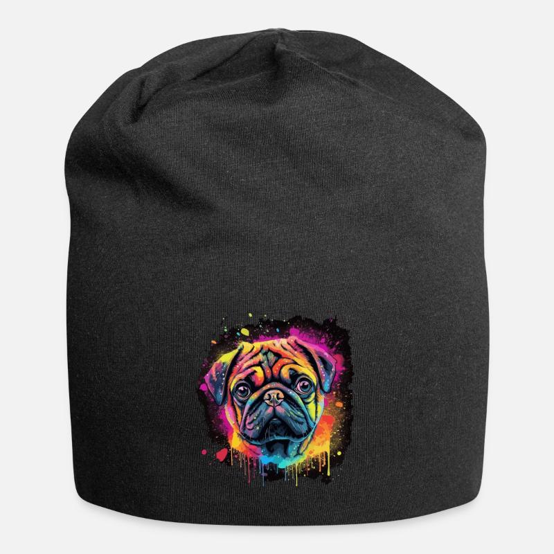 Pug Mops Hund Geschenk Spruch - Jersey-Beanie - Schwarz