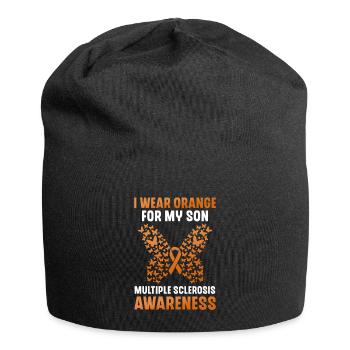 Je porte de l’orange pour les multiples de mon fils - Bonnet en jersey - noir - Devant