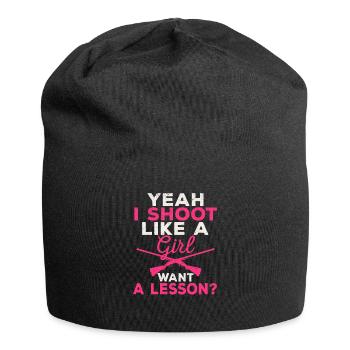 Yeah I Shoot Like A Girl Want A Lesson Hunting - Jersey-Beanie - Schwarz - Vorne