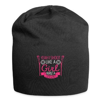 Ouais je tire comme une fille veut une leçon de chasse - Bonnet en jersey - noir - Devant
