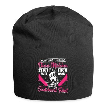Skateboarderin Skaterin - Jersey-Beanie - Schwarz - Vorne