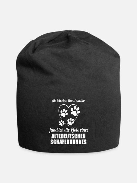 Hand & Pfote - Spruch - Altdeutscher Schäferhund - Jersey-Beanie - Schwarz