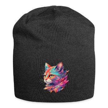 Atemberaubende Katze Katzenillustration in Pastell - Jersey-Beanie - Anthrazit - Vorne