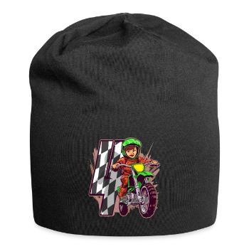 I'm 4 Motocross Kid - Children's Birthday Party - Jersey Beanie - black - Front