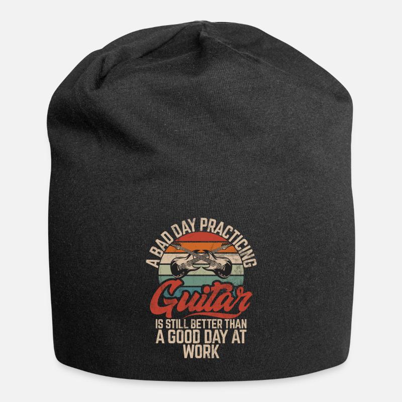 Vintage Gitarrist Spruch Retro E-Gitarre - Jersey-Beanie - Schwarz