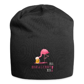 Es eskaliert eh Flamingo Party Bier - Jersey-Beanie - Schwarz - Vorne