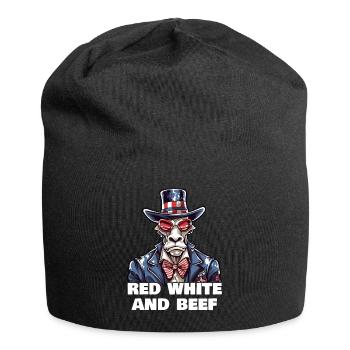 Rot Weiß Und Muh - Jersey-Beanie - Schwarz - Vorne