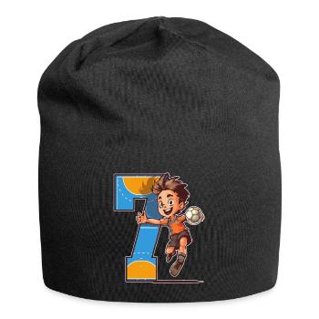 Handball Anniversaire - 7 ans Garçon - 7. - Bonnet en jersey - noir - Devant