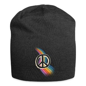Peace Love - Jersey Beanie - charcoal grey - Front