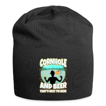Cornhole and beer thats why im here - Jersey-Beanie - Schwarz - Vorne