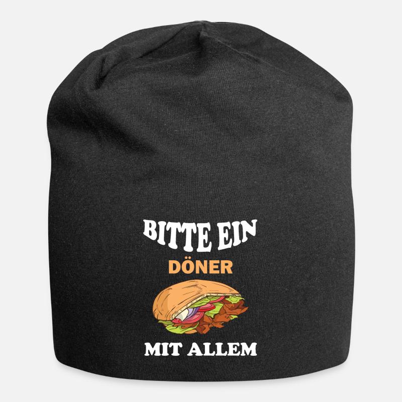 Bitte ein Döner mit Allem lustige Döner Sprüche - Jersey-Beanie - Schwarz