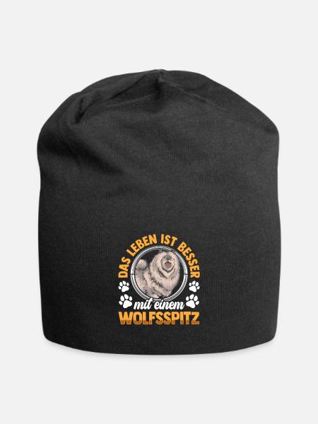 Leben mit Wolfsspitz Deutscher Keeshond - Jersey-Beanie - Schwarz
