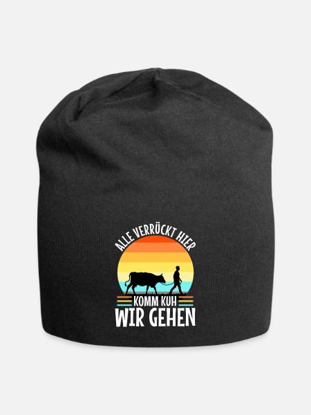 Alle verrückt hier komm Kuh wir gehen - Jersey-Beanie - Schwarz