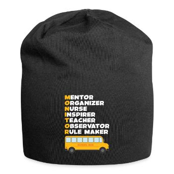 School Bus Monitor Bus Attendant School Transport - Jersey Beanie - black - Front