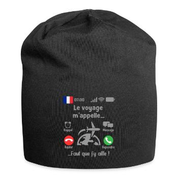 Le voyage M'appelle Faut que j'y aille! - Bonnet en jersey - noir - Devant
