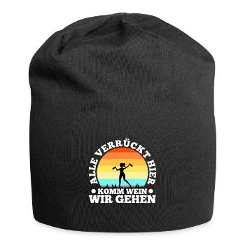 Alle verrückt hier komm Wein wir gehen - Jersey-Beanie - Schwarz - Vorne