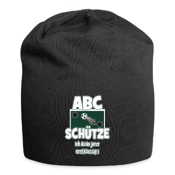Einschulung Schulkind 1.Klasse Fußball Geschenk - Jersey-Beanie - Schwarz - Vorne
