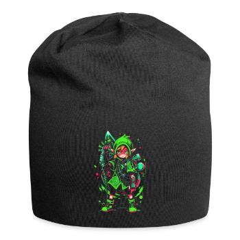 Cooles Gaming Design: Die Legende vom Waldjungen - Jersey-Beanie - Schwarz - Vorne