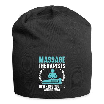 Massagetherapeuten reiben Sie nie auf die falsche - Jersey-Beanie - Schwarz - Vorne