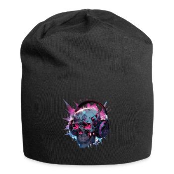 Skull Skull Kopfhörer Totenschädel Modern - Jersey-Beanie - Schwarz - Vorne
