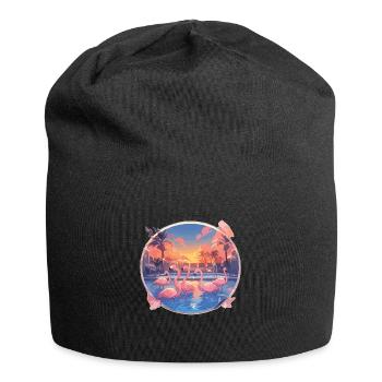 Flamingo Flamingo Pool Flamingo Party - Jersey Beanie - black - Front