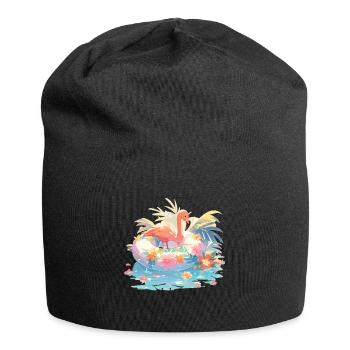 Rose Flamingo Flamingos Flamingo Schimmreif - Jersey Beanie - black - Front