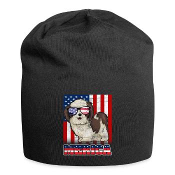 4. Juli Hund Merica - Jersey-Beanie - Schwarz - Vorne