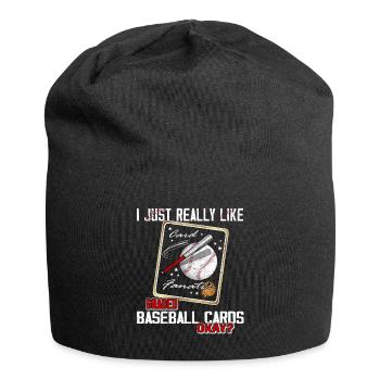 "I just really like baseball cards" Funny - Jersey Beanie - black - Front
