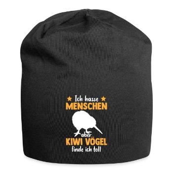 Kiwi Vogel finde ich toll Neuseeländischer Kiwi - Jersey-Beanie - Schwarz - Vorne