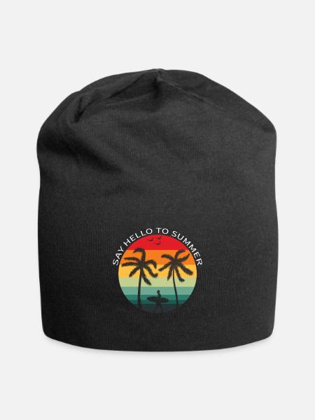 Surfen unter Palmen - Jersey-Beanie - Schwarz