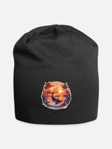 Segeln Segelschiff Segeln Sonnenuntergang - Jersey-Beanie - Schwarz