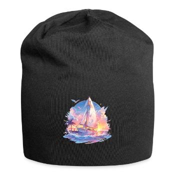Voile, voile, voilier, voilier, voyage à la voile - Bonnet en jersey - noir - Devant