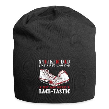 "Sneaker dad, but more lace tastic" funnier - Jersey Beanie - black - Front