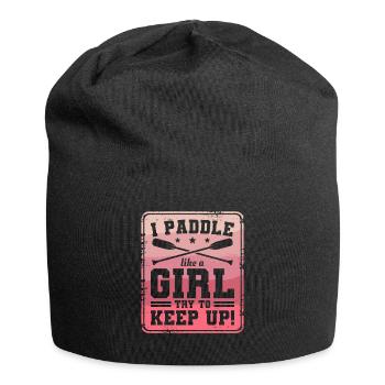 Ich paddele wie ein Mädchen und versuche, das Drachenboot aufrecht zu erhalten - Jersey-Beanie - Schwarz - Vorne