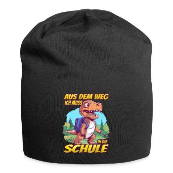Aus dem Weg! Ich muss in die Schule - Dino T-Rex - Jersey-Beanie - Schwarz - Vorne