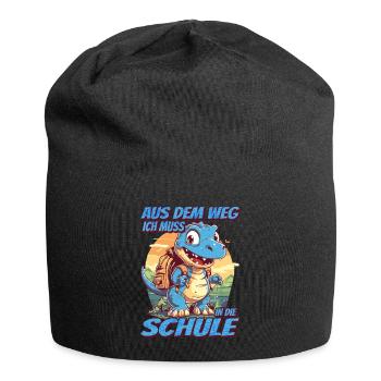 Aus dem Weg Ich muss in die Schule - Dinosaurier - Jersey-Beanie - Schwarz - Vorne