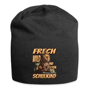 Frech Wild und schon Schulkind - Leopard - Jersey-Beanie - Schwarz - Vorne