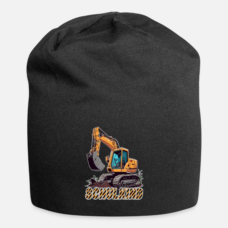 Schulkind - Baustelle und Bagger Einschulung - Jersey-Beanie - Schwarz