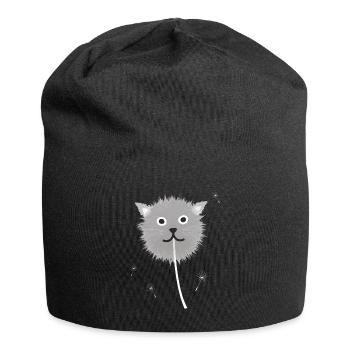 Dandelion Cat Kitten Flowers Children - Jersey Beanie - black - Front