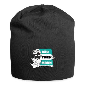 Bear Tiger Man Bearded Father Father's Day - Jersey Beanie - black - Front