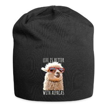 Alpaca Life Is Better With Alpacas Lama Alpacas - Jersey Beanie - black - Front